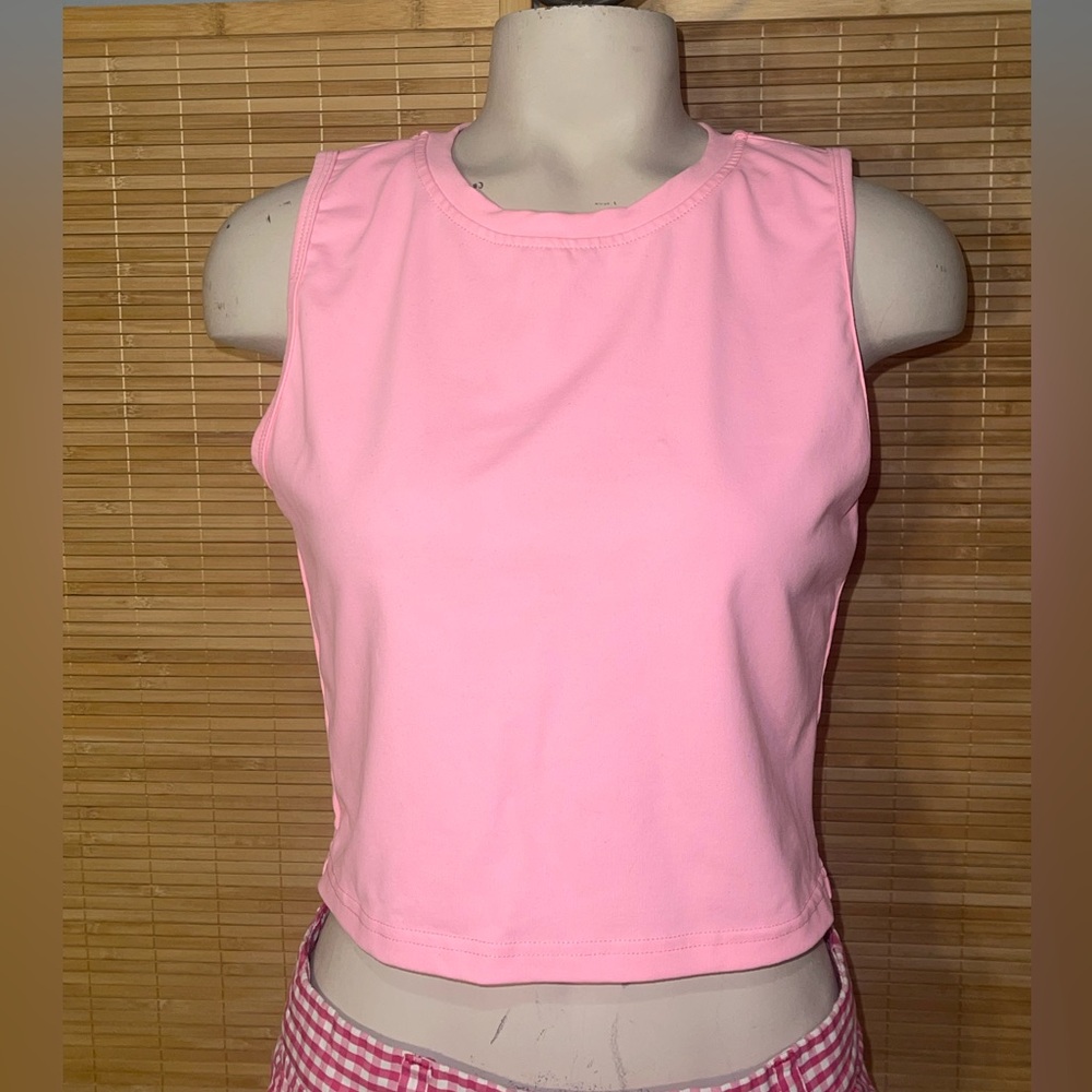 Zyia Women Tank Large Pink Sleeveless Knit crop top shirt woman’s XL